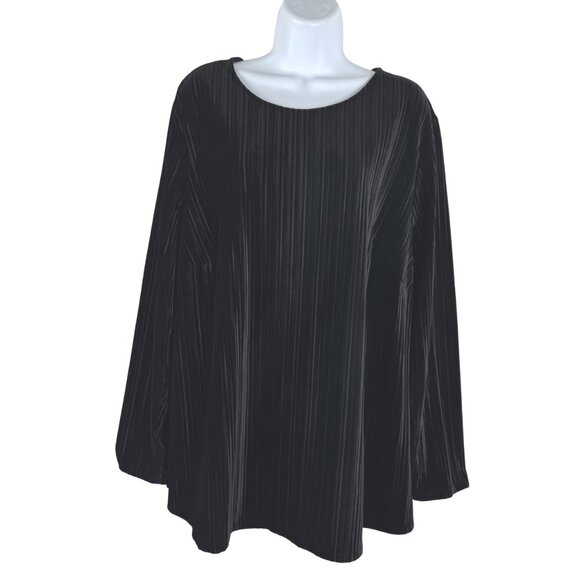 J. Jill‎ Wearever Collection Velvet Top 2X Black Ribbed Long Sleeve TP-3226 - Picture 1 of 7